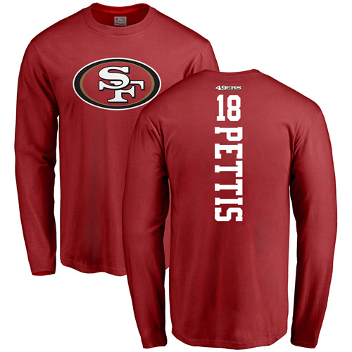 Men San Francisco 49ers Red Dante Pettis Backer #18 Long Sleeve NFL T Shirt